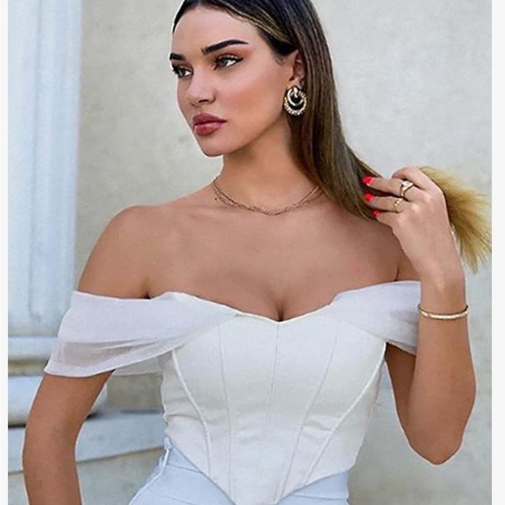 Off-Shoulder White Corset Top